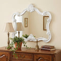 White Baroque Framed Accent Mirror - 28-inch