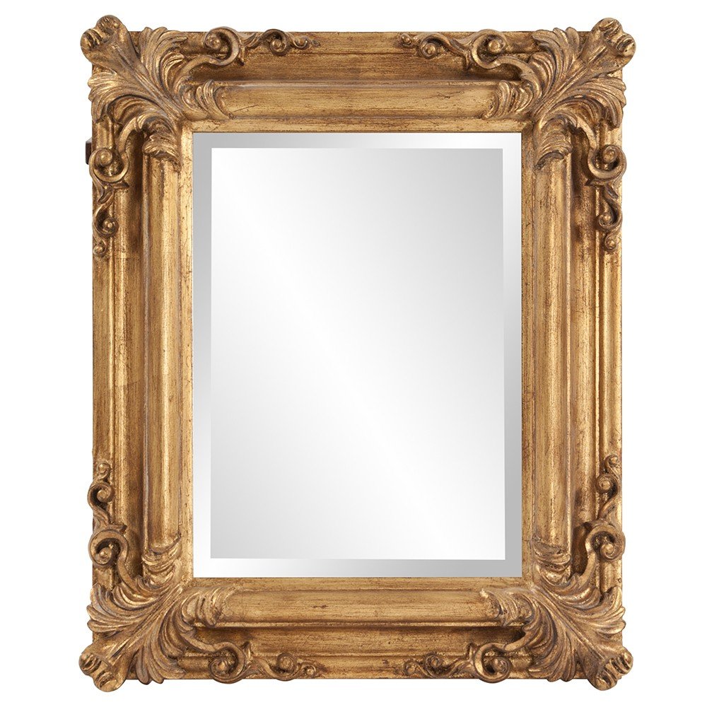Antiqued Gold Ornate Scroll Framed Accent Mirror - 23-inch