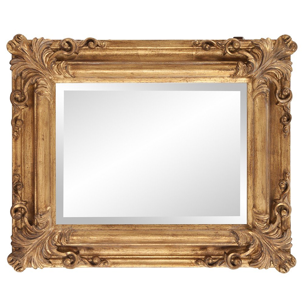Antiqued Gold Ornate Scroll Framed Accent Mirror - 23-inch