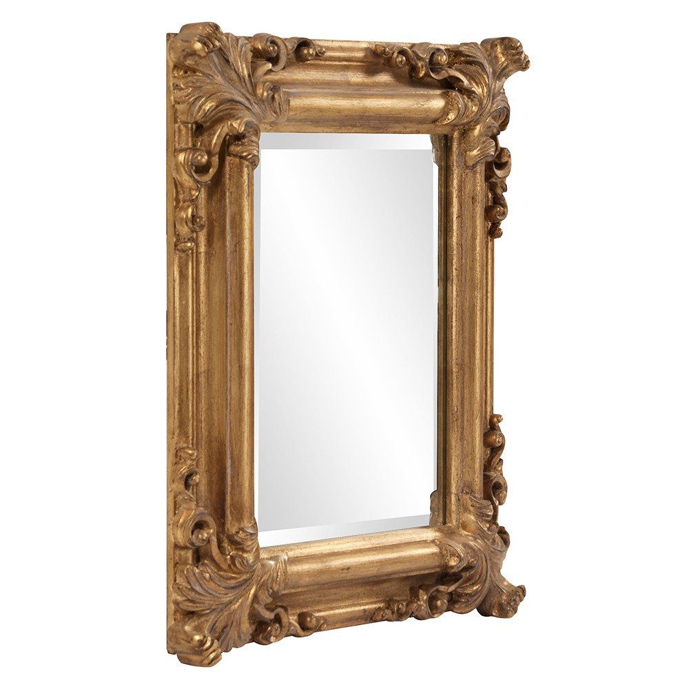 Antiqued Gold Ornate Scroll Framed Accent Mirror - 23-inch