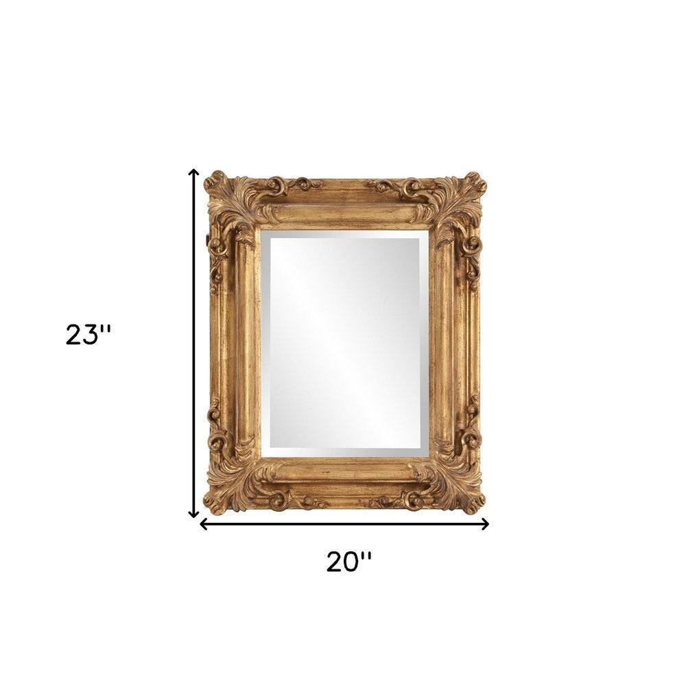 Antiqued Gold Ornate Scroll Framed Accent Mirror - 23-inch