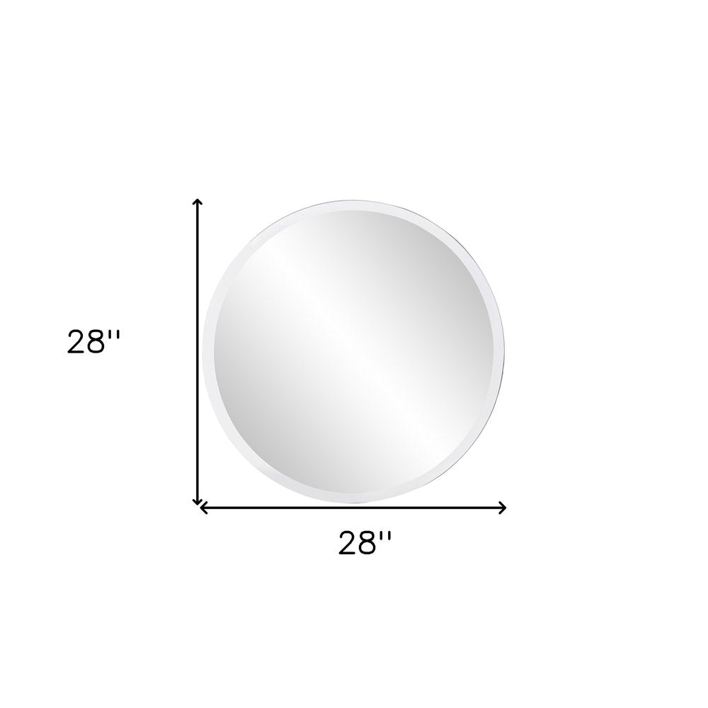 Gray Round Unframed Accent Mirror - 28-inch