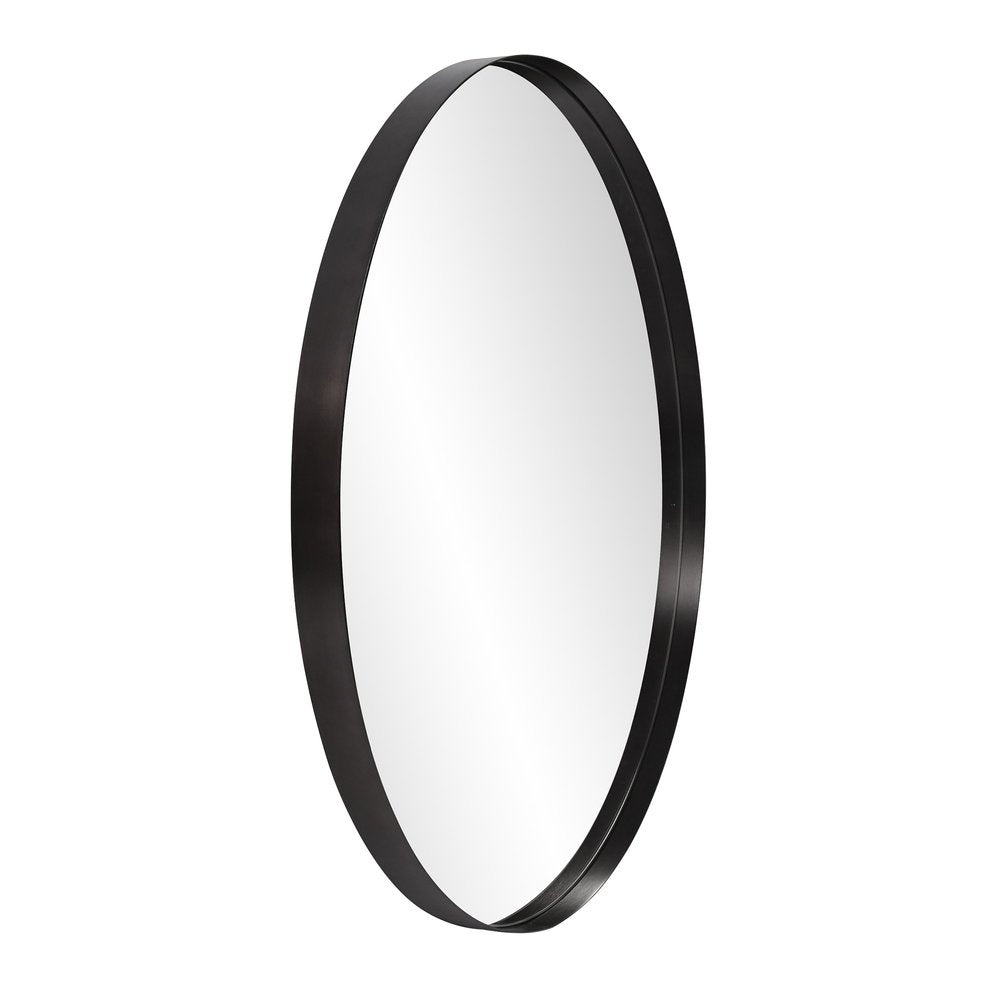 Black Round Framed Accent Mirror - 36-inch