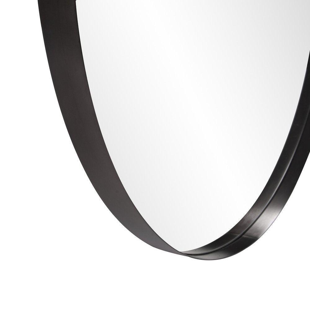 Black Round Framed Accent Mirror - 36-inch