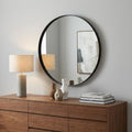 Black Round Framed Accent Mirror - 36-inch