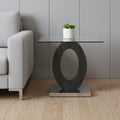 White, Grey and Clear Glass Oval End Table - 20-inch