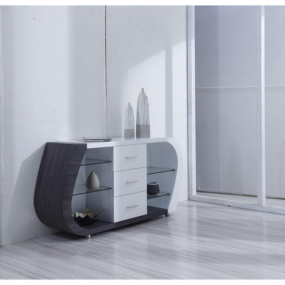 White and Grey Multi Tone Buffet with 3 Drawers