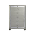 Silver Solid Wood Mirrored Five Drawer Dresser - 33-inch