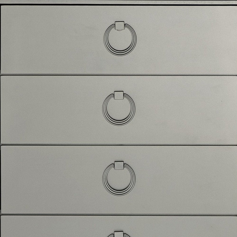 Silver Solid Wood Mirrored Five Drawer Dresser - 33-inch