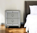 Solid and Manufactured Wood and Mirrored Glass Nightstand - 28-inch