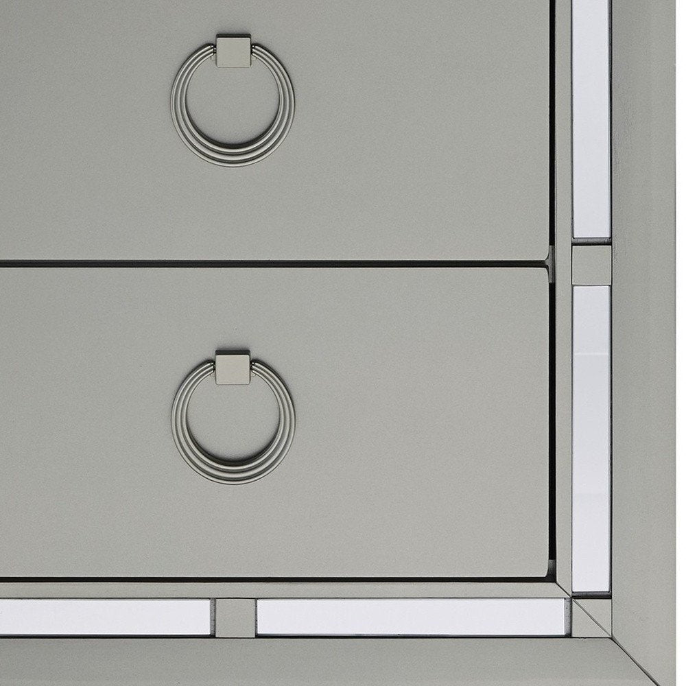 Solid and Manufactured Wood and Mirrored Glass Nightstand - 28-inch