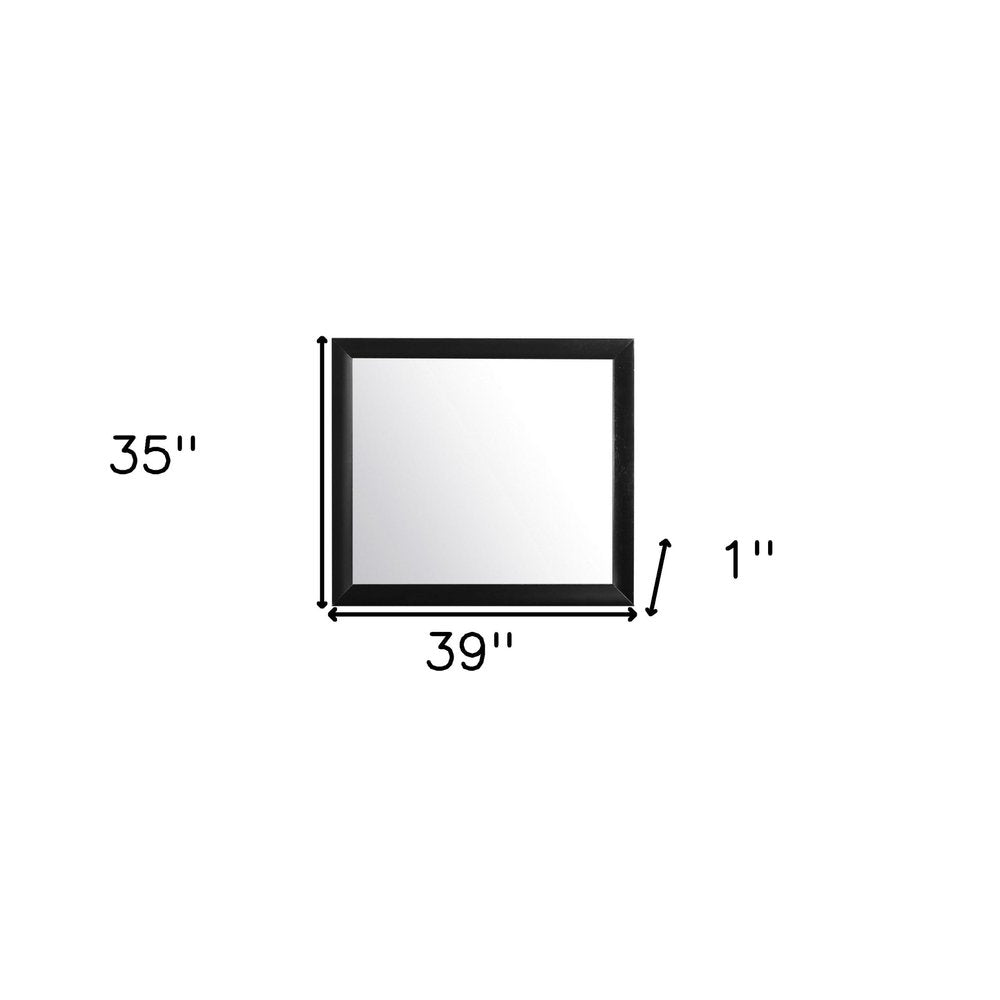 Black Wood Framed Accent Mirror - 35-inch