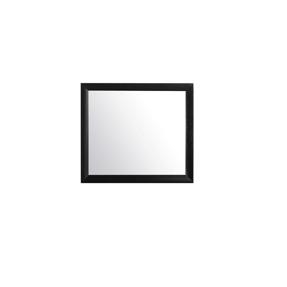 Black Wood Framed Accent Mirror - 35-inch