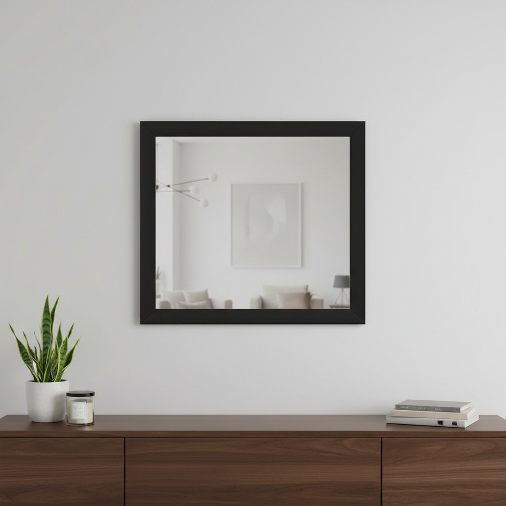 Black Wood Framed Accent Mirror - 35-inch