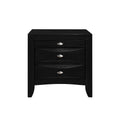 Black Wood Three Drawer Nightstand - 25-inch