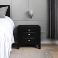 Black Wood Three Drawer Nightstand - 25-inch