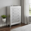 Champagne Toned Chest with Tapered Acrylic Legs and 5 Drawers