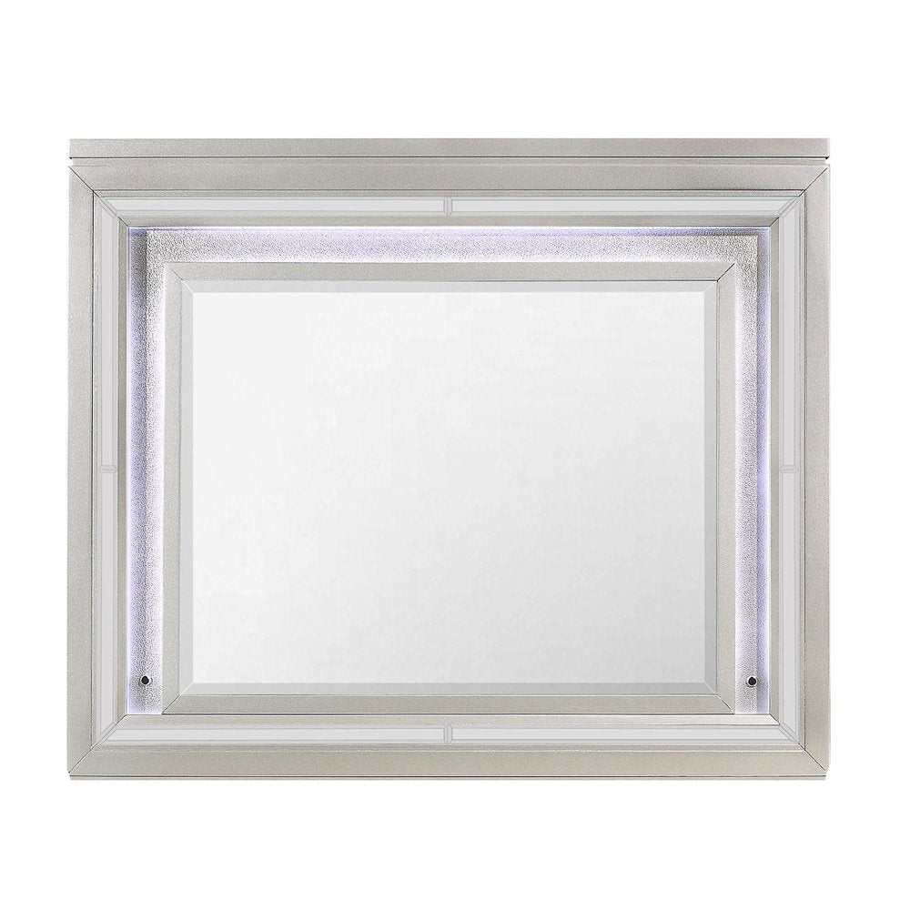 Champagne Wood Lighted Mounted Accent Mirror - 38-inch