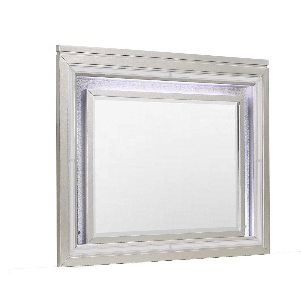 Champagne Wood Lighted Mounted Accent Mirror - 38-inch
