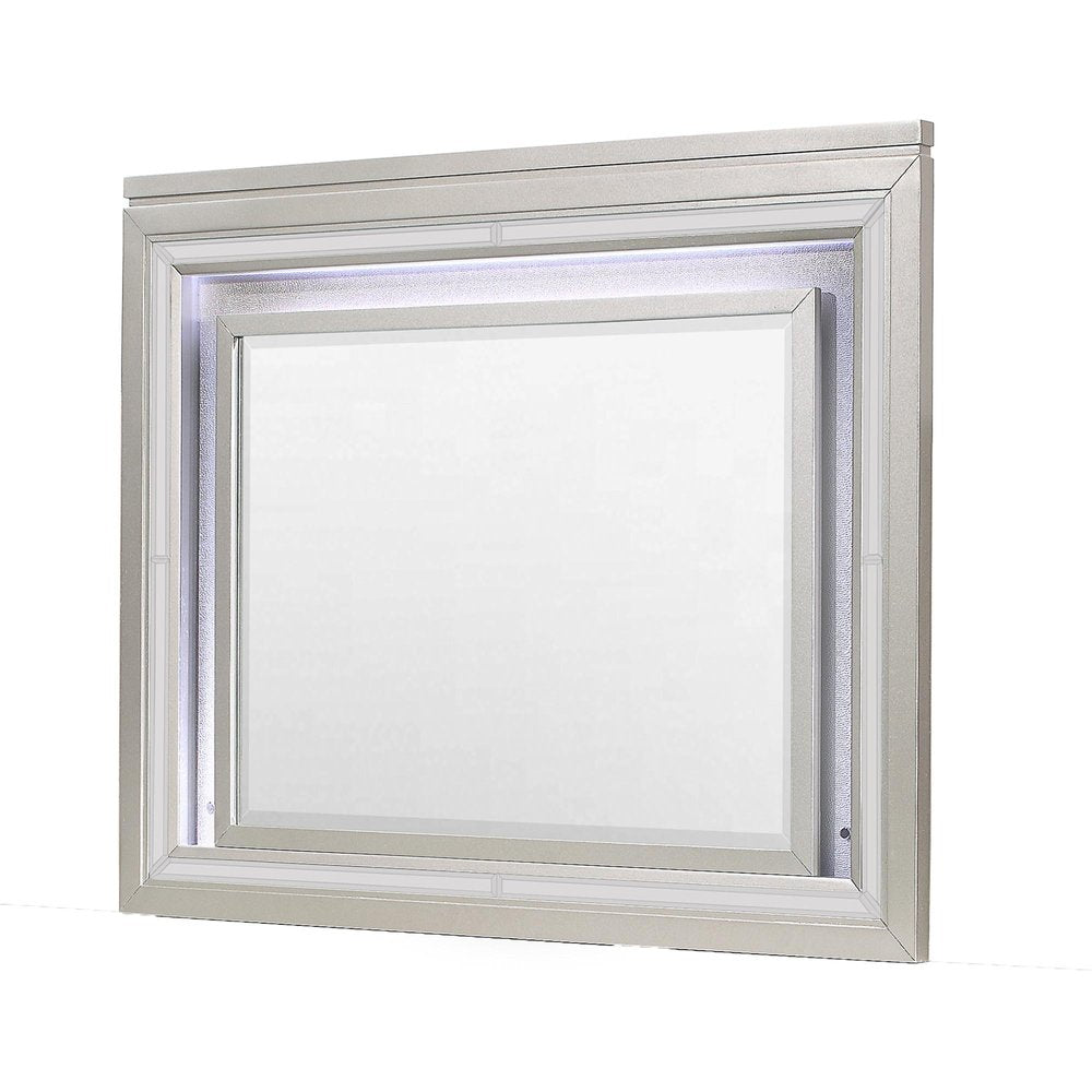 Champagne Wood Lighted Mounted Accent Mirror - 38-inch