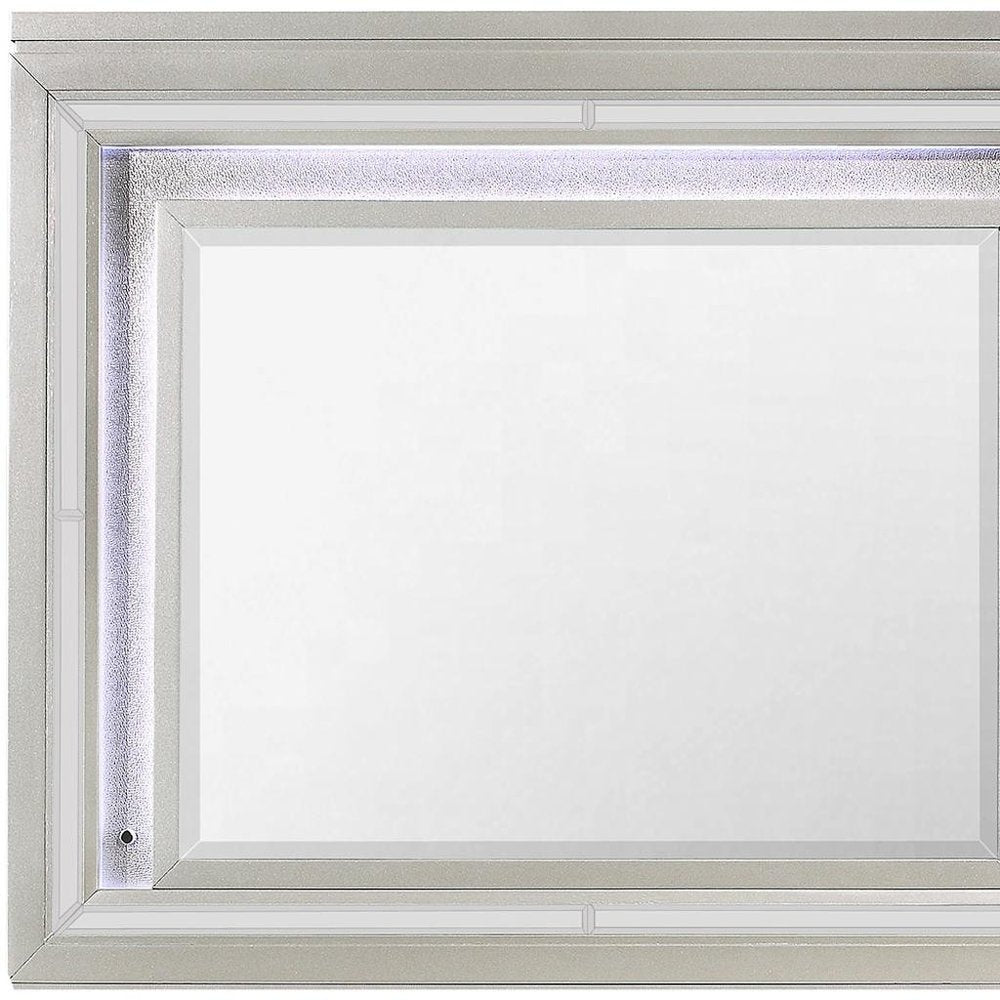 Champagne Wood Lighted Mounted Accent Mirror - 38-inch