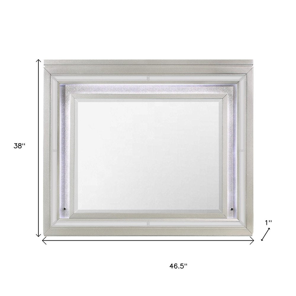 Champagne Wood Lighted Mounted Accent Mirror - 38-inch