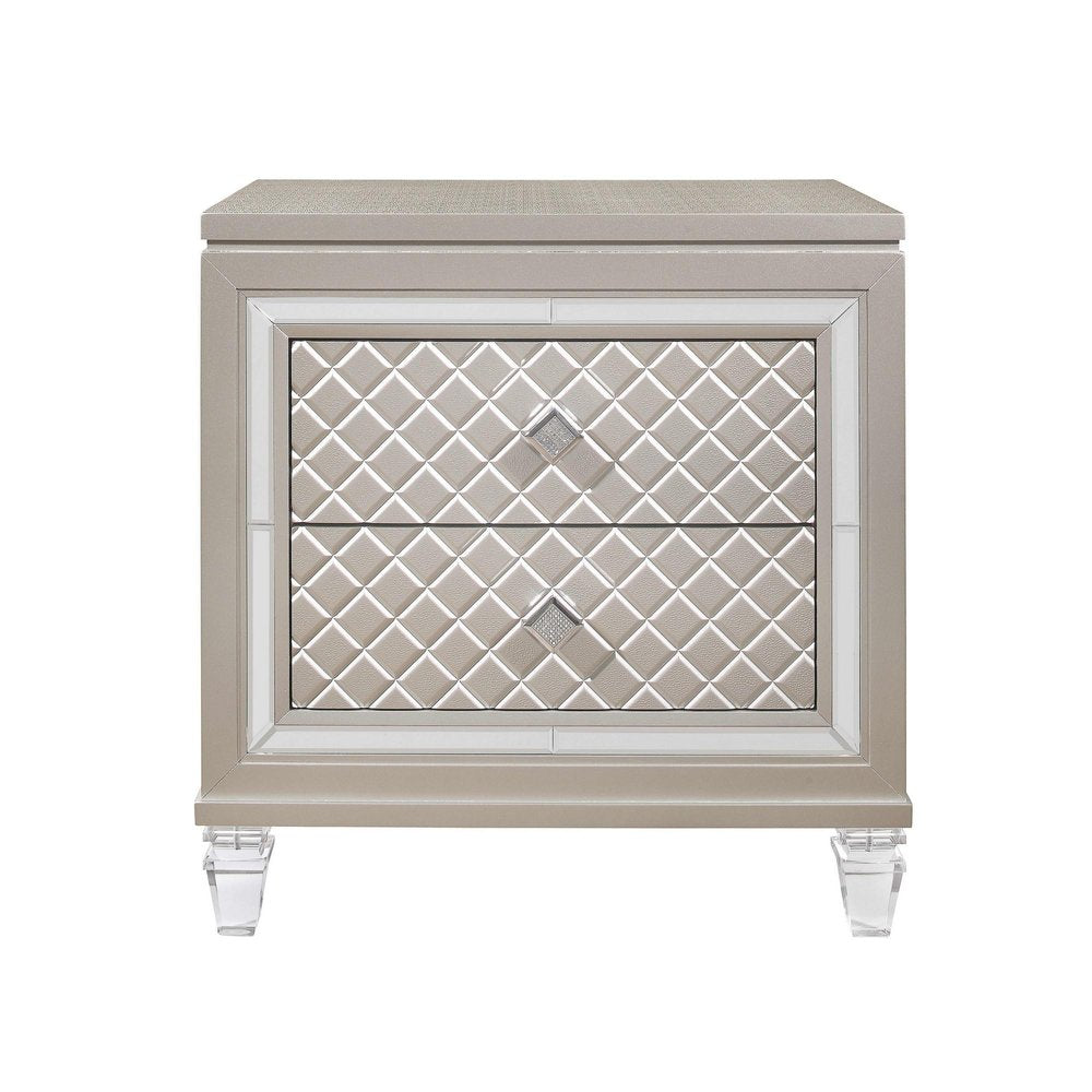 Solid and Manufactured Wood and Mirrored Glass Nightstand - 26-inch