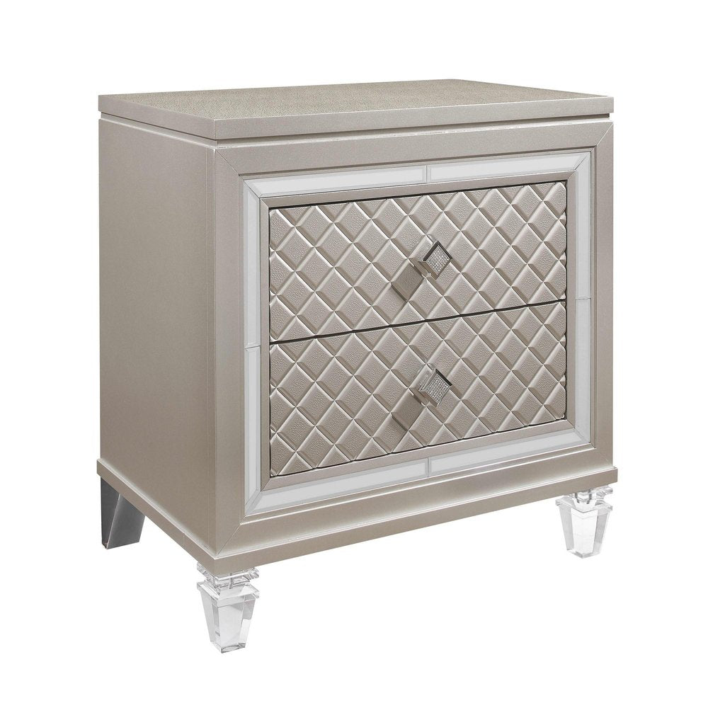 Solid and Manufactured Wood and Mirrored Glass Nightstand - 26-inch