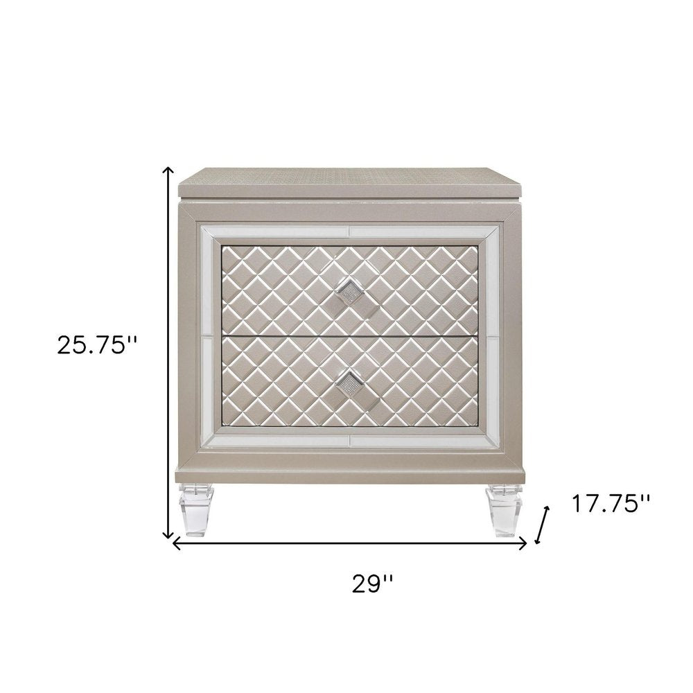 Solid and Manufactured Wood and Mirrored Glass Nightstand - 26-inch