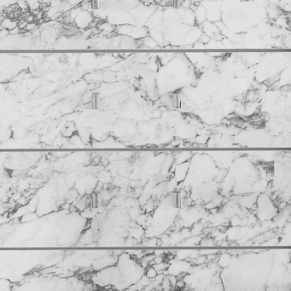 Modern White Chest with 5 Faux Marble Detailed Front Drawer.