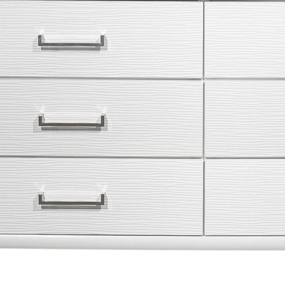 White Solid Wood Mirrored Nine Drawer - 59-inch