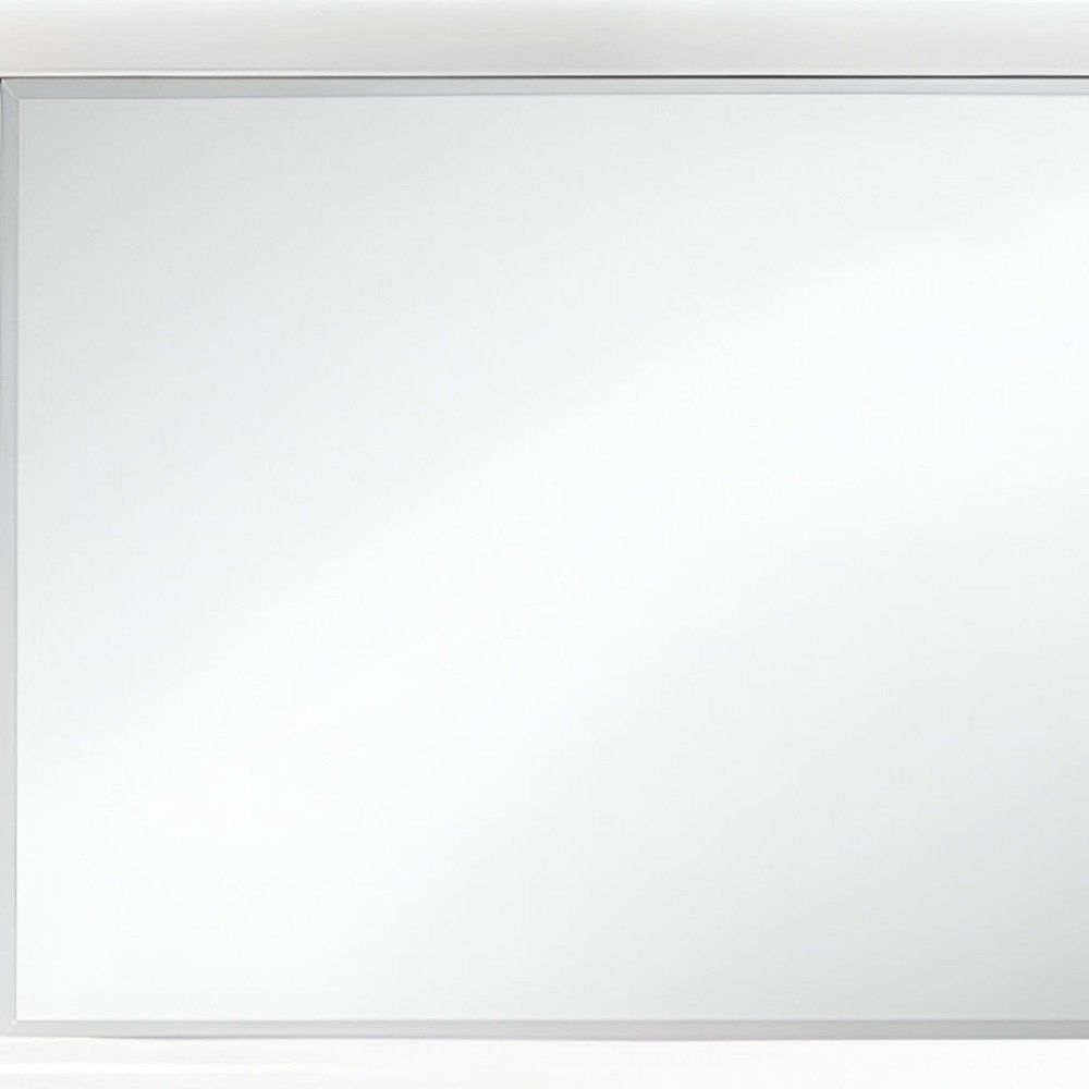 White Wood Framed Accent Mirror - 34-inch