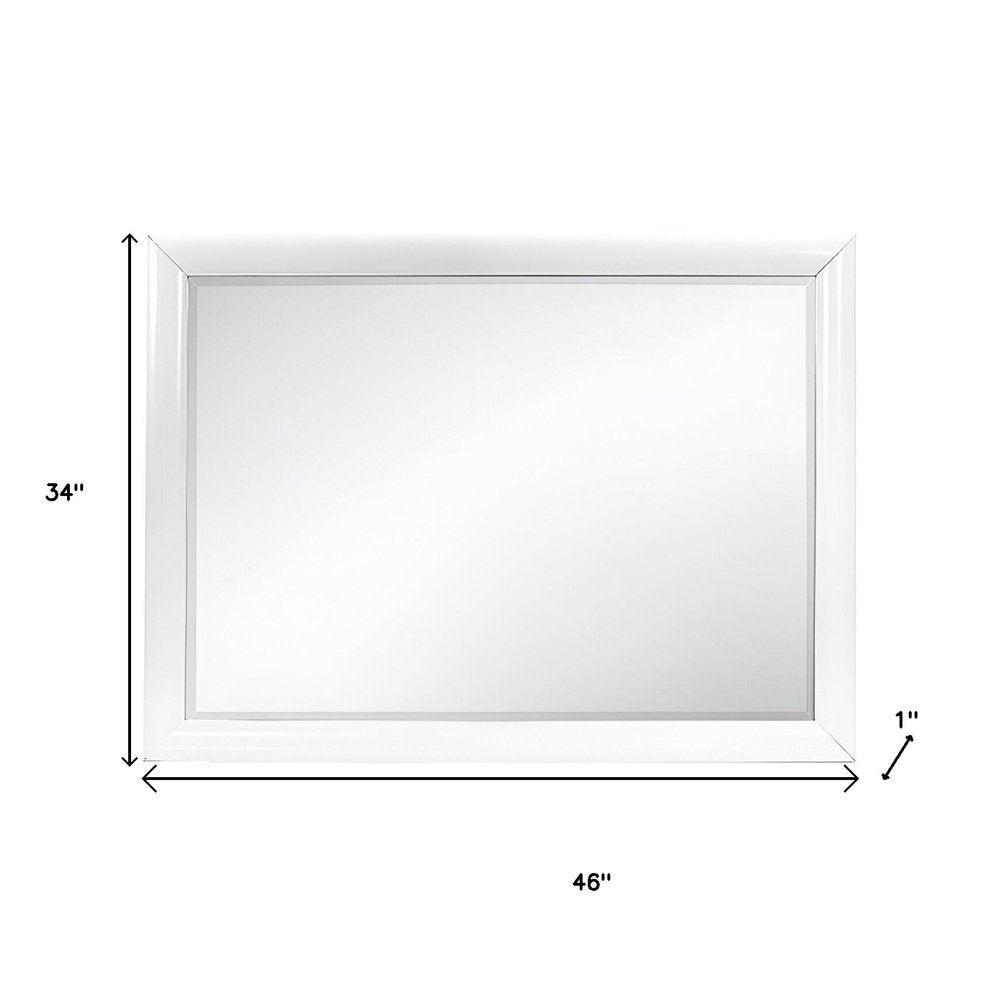 White Wood Framed Accent Mirror - 34-inch