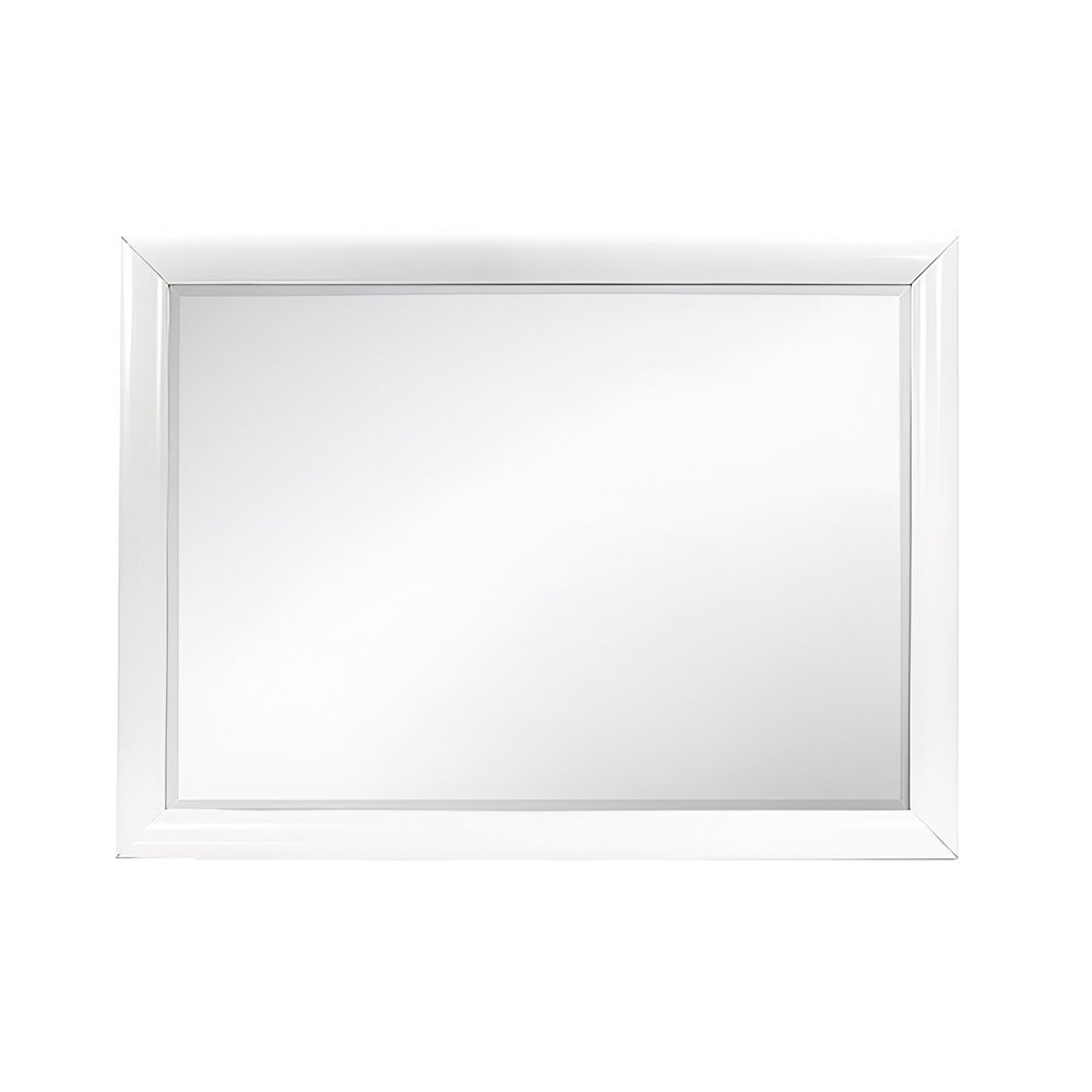 White Wood Framed Accent Mirror - 34-inch
