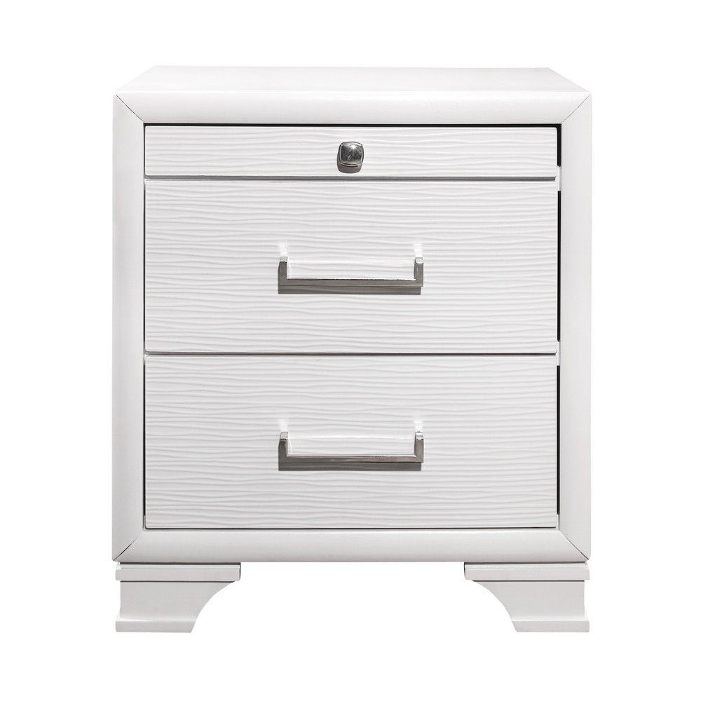 White Wood Two Drawer Nightstand - 27-inch