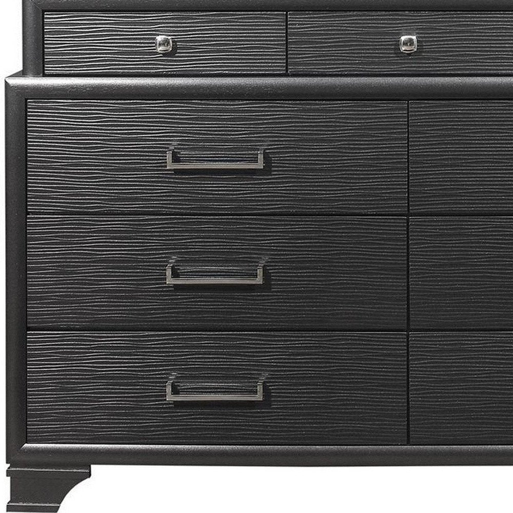 Gray Solid Wood Nine Drawer Double Dresser - 59-inch