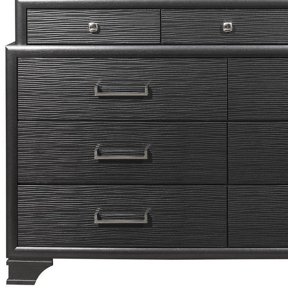 Gray Solid Wood Nine Drawer Double Dresser - 59-inch