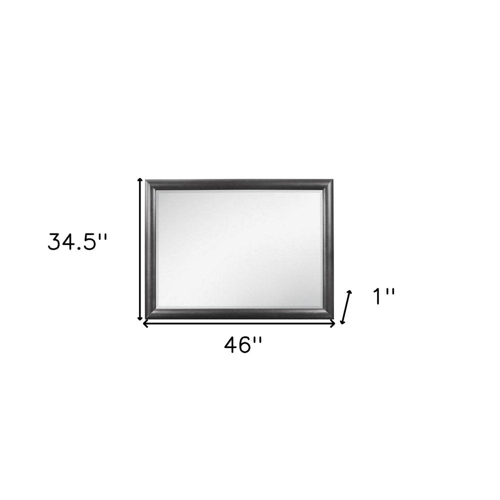 Dark Gray Wood Framed Mounted Dresser Mirror - 35-inch