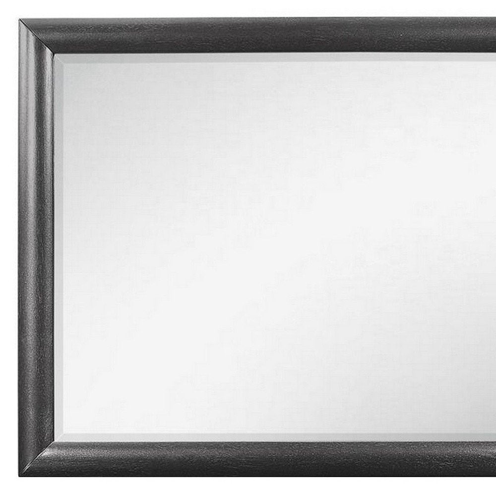 Dark Gray Wood Framed Mounted Dresser Mirror - 35-inch