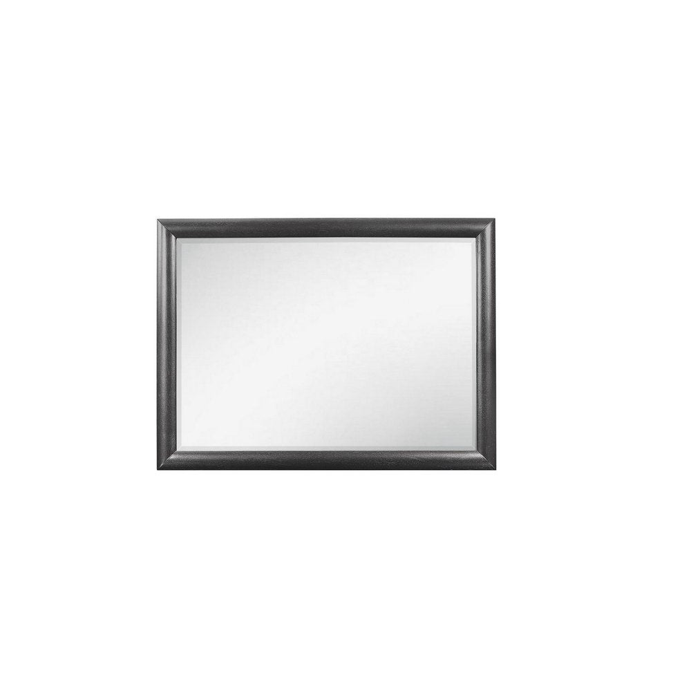 Dark Gray Wood Framed Mounted Dresser Mirror - 35-inch