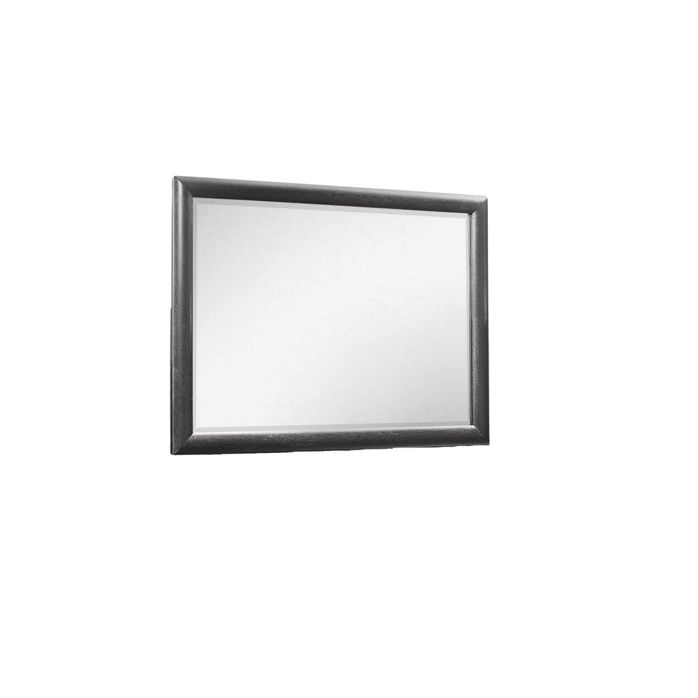 Dark Gray Wood Framed Mounted Dresser Mirror - 35-inch