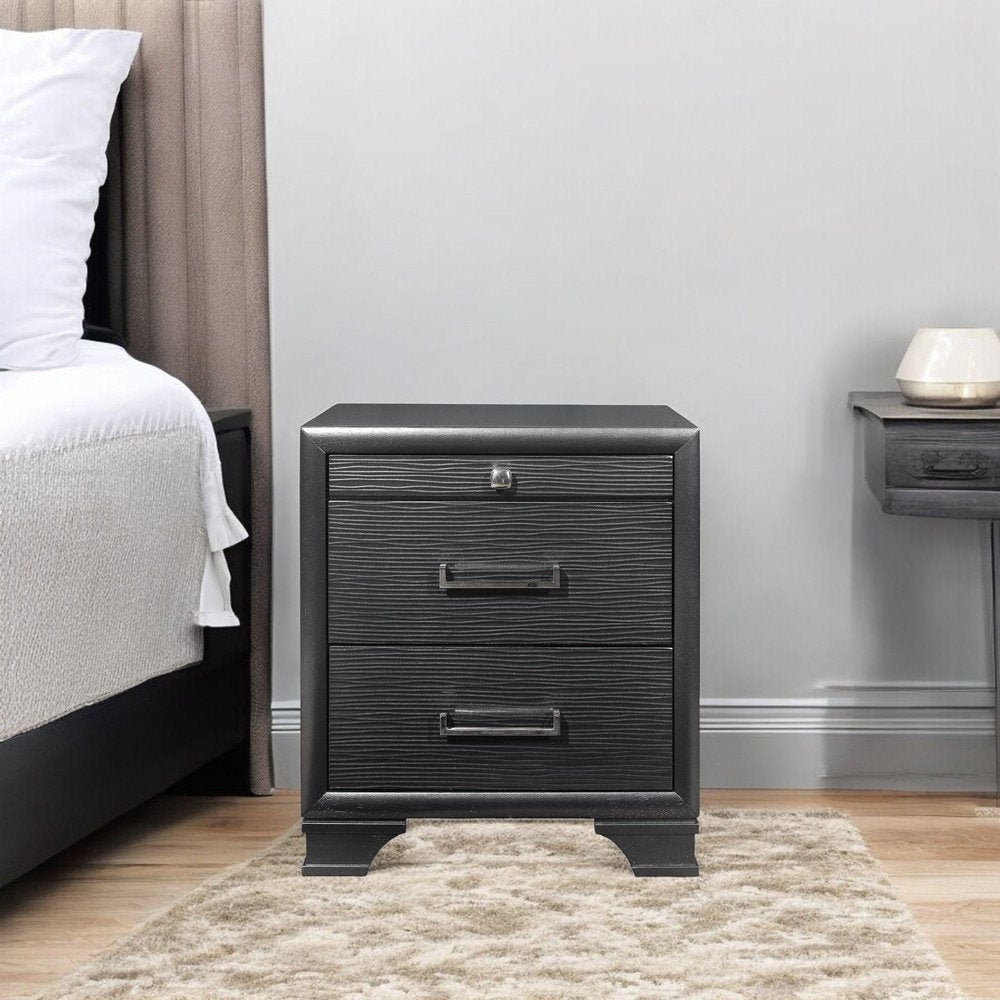 Gray Wood Two Drawer Nightstand - 27-inch