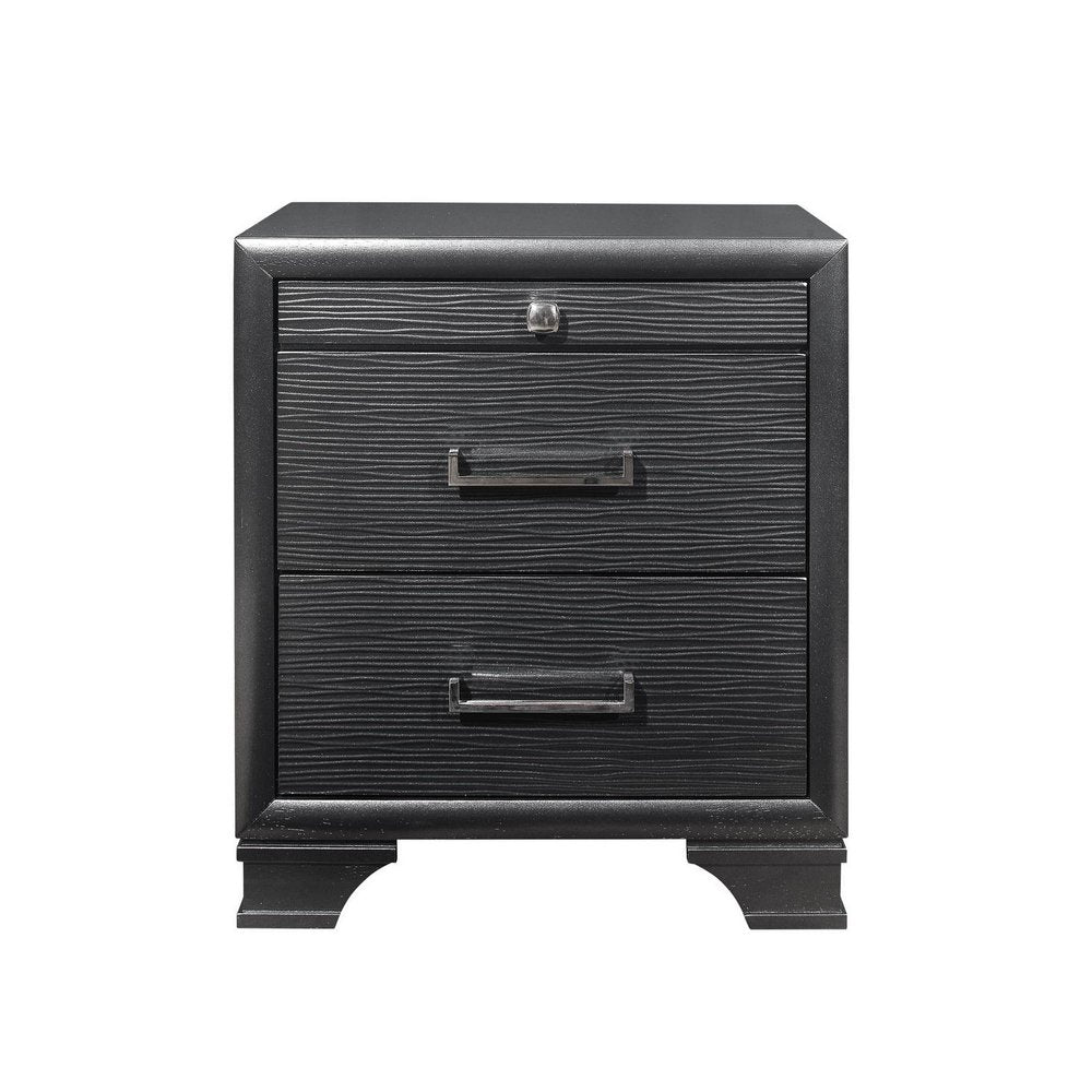 Gray Wood Two Drawer Nightstand - 27-inch