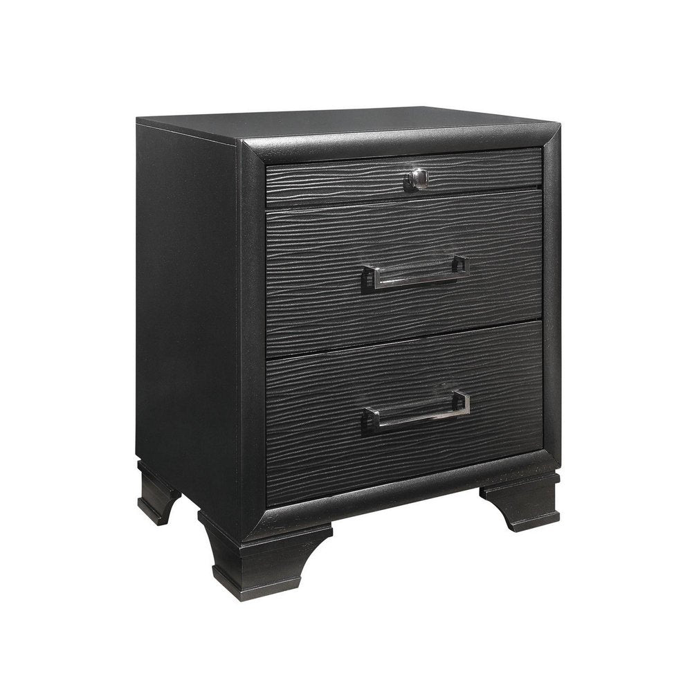 Gray Wood Two Drawer Nightstand - 27-inch