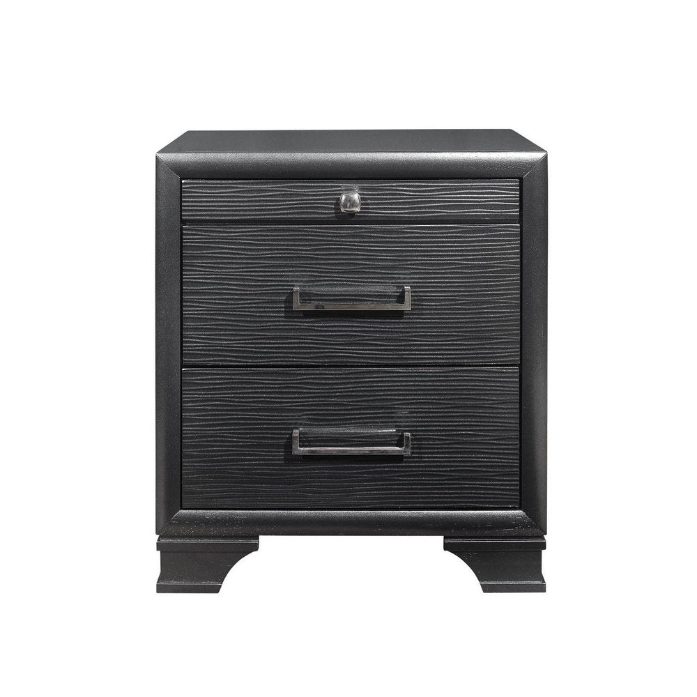 Gray Wood Two Drawer Nightstand - 27-inch