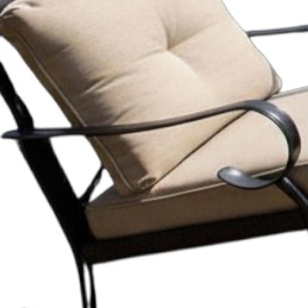 Five Piece Black and Beige Metal Sofa Seating Group with Table