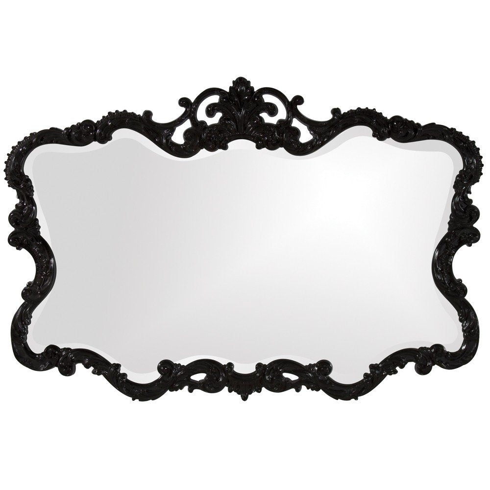 Black Ornate Scroll Framed Accent Mirror - 27-inch