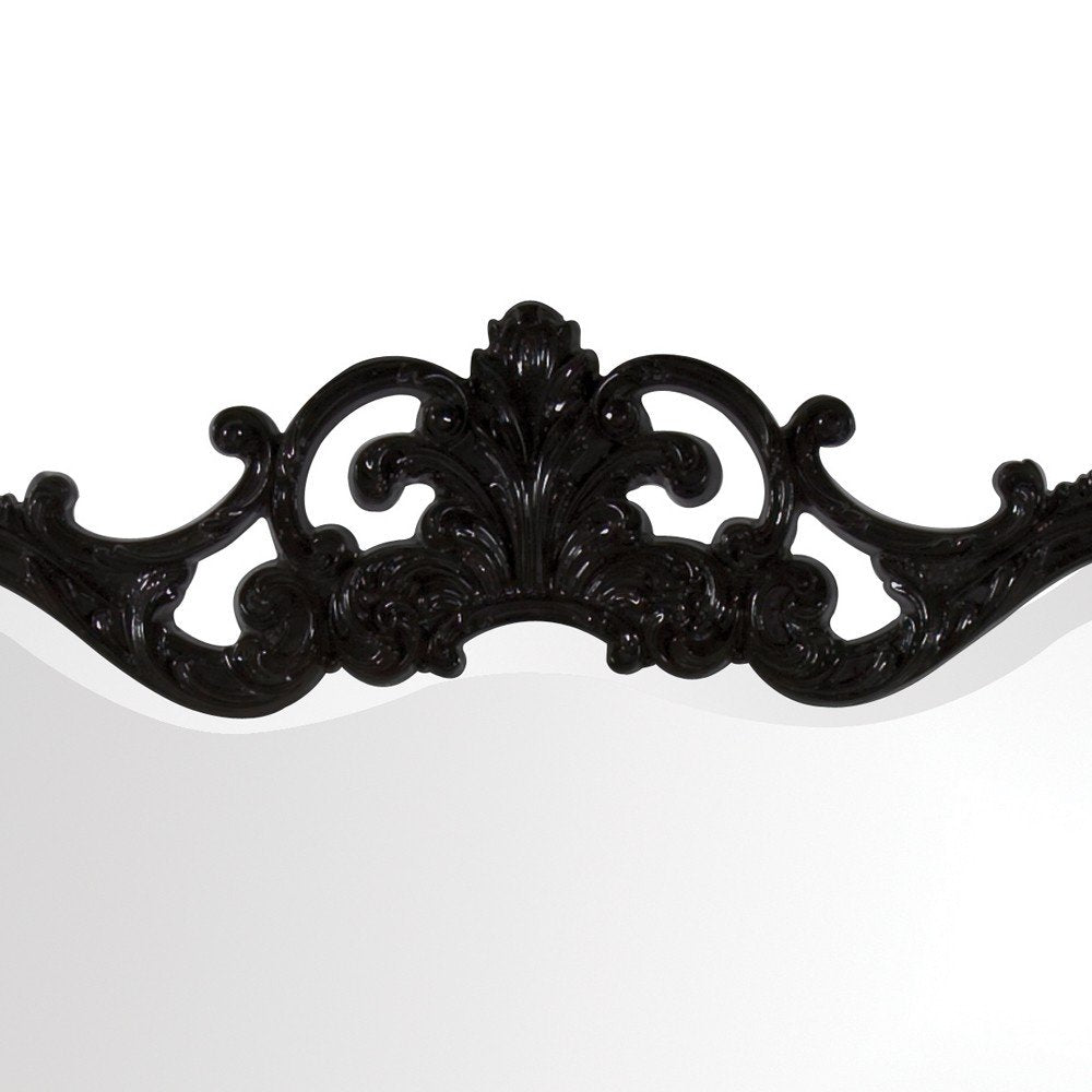 Black Ornate Scroll Framed Accent Mirror - 27-inch