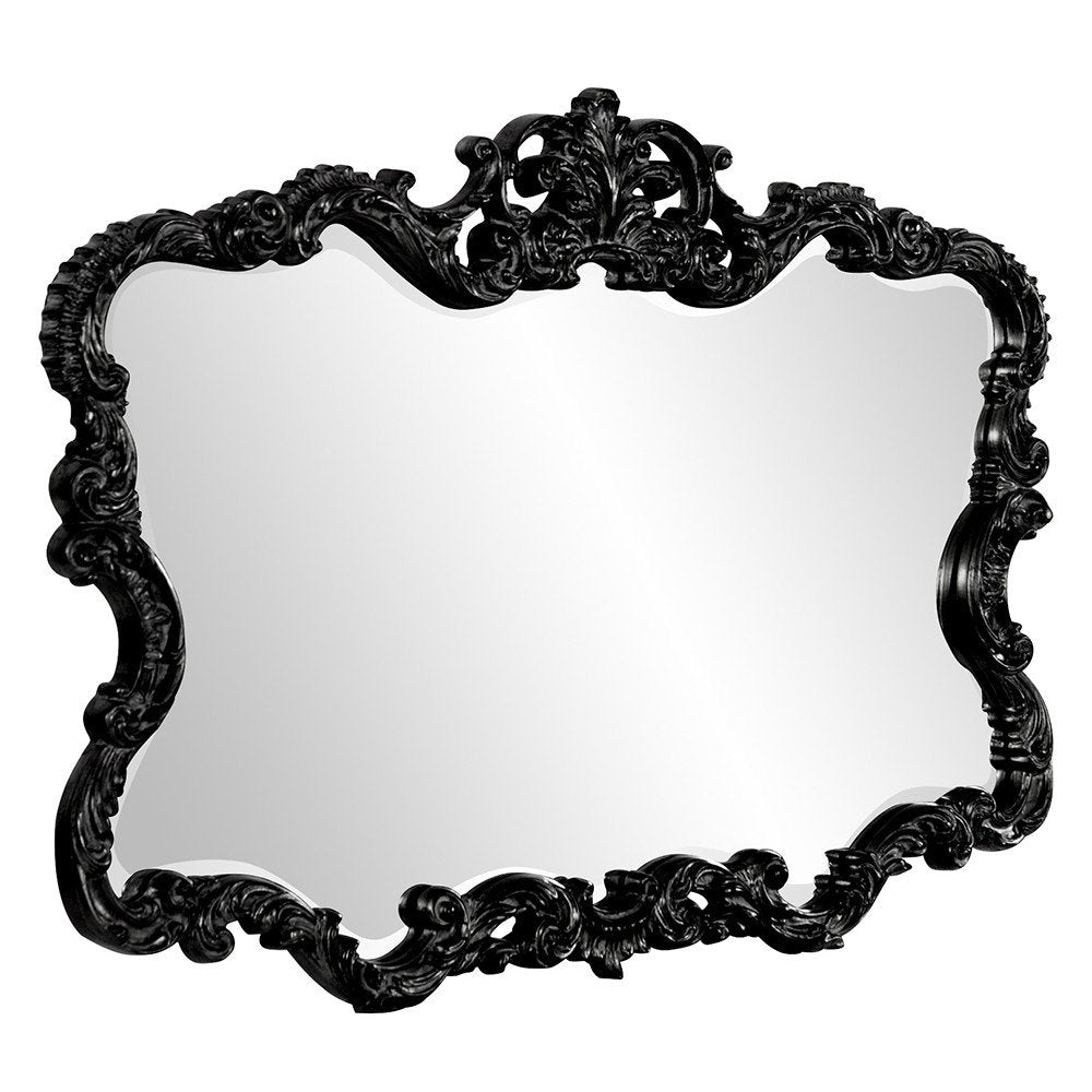 Black Ornate Scroll Framed Accent Mirror - 27-inch