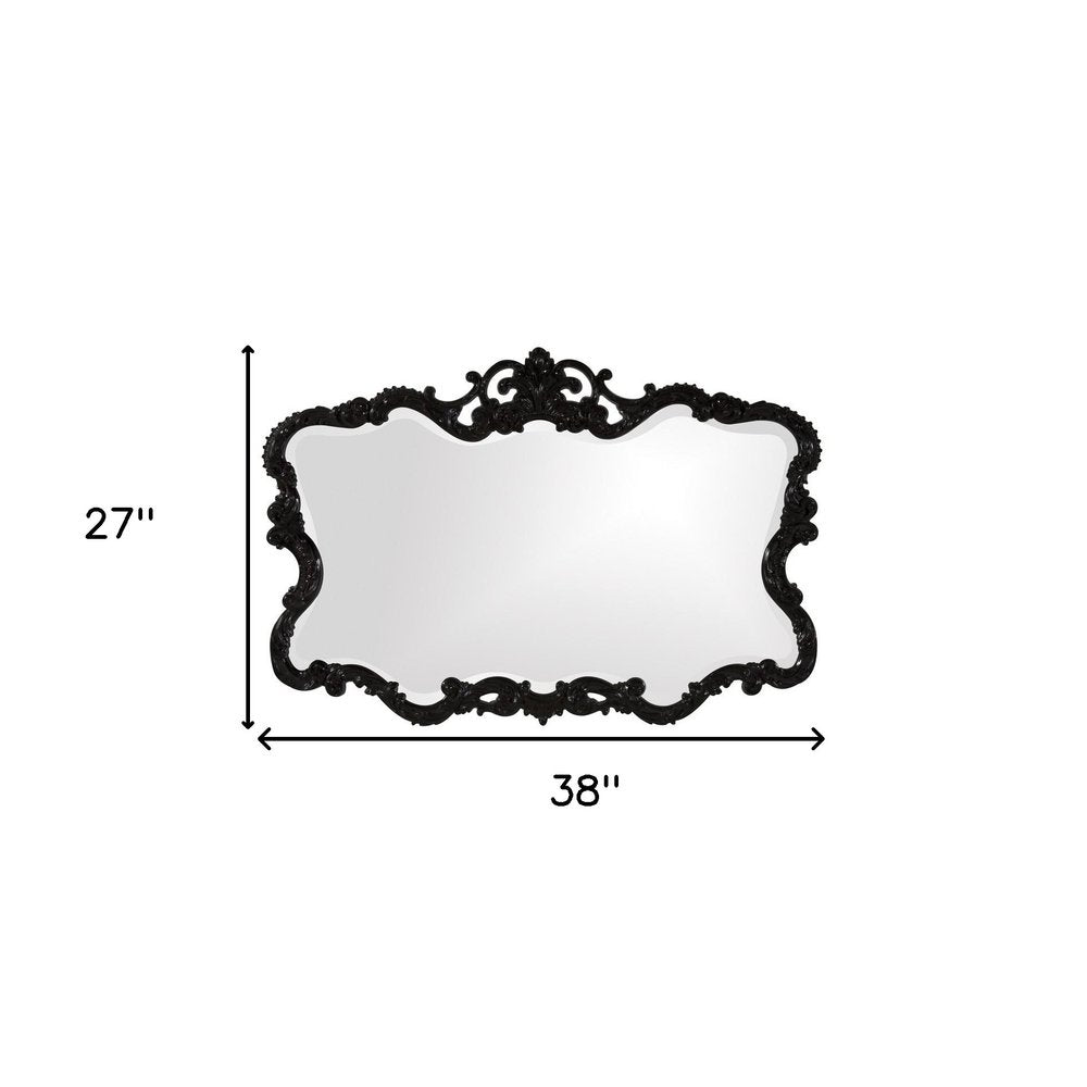 Black Ornate Scroll Framed Accent Mirror - 27-inch
